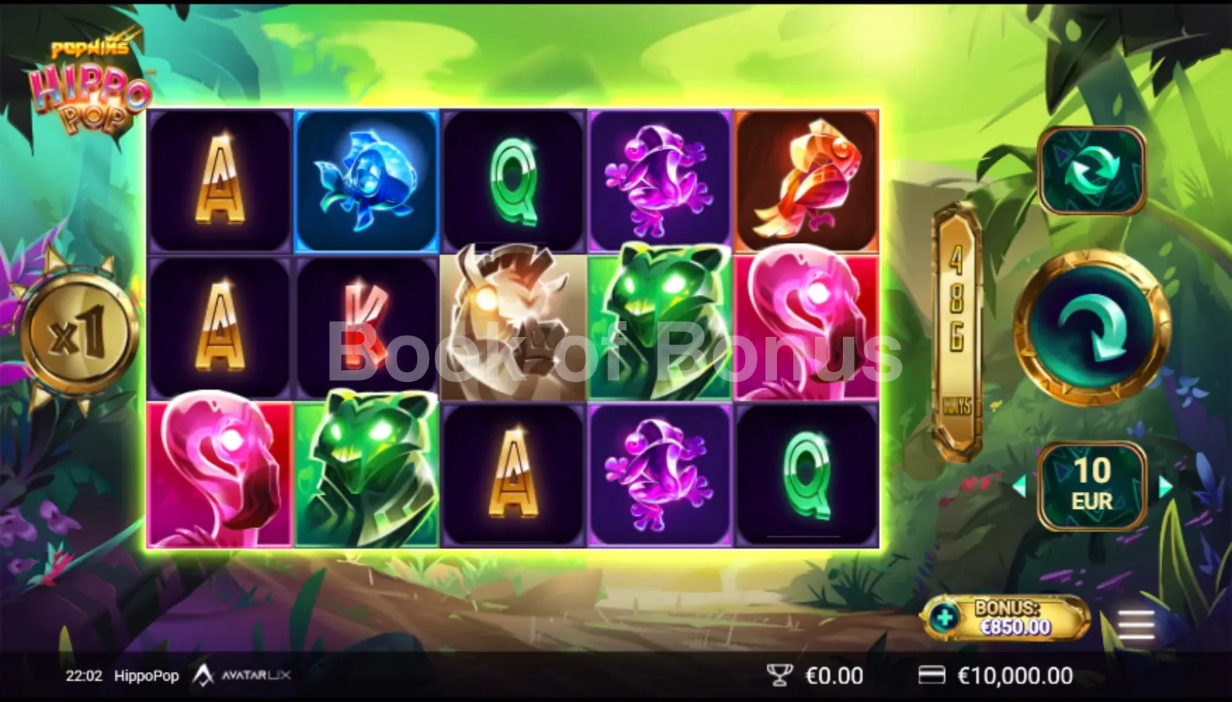 HippoPop par Avatar UX - jeu de base et disposition des rouleaux