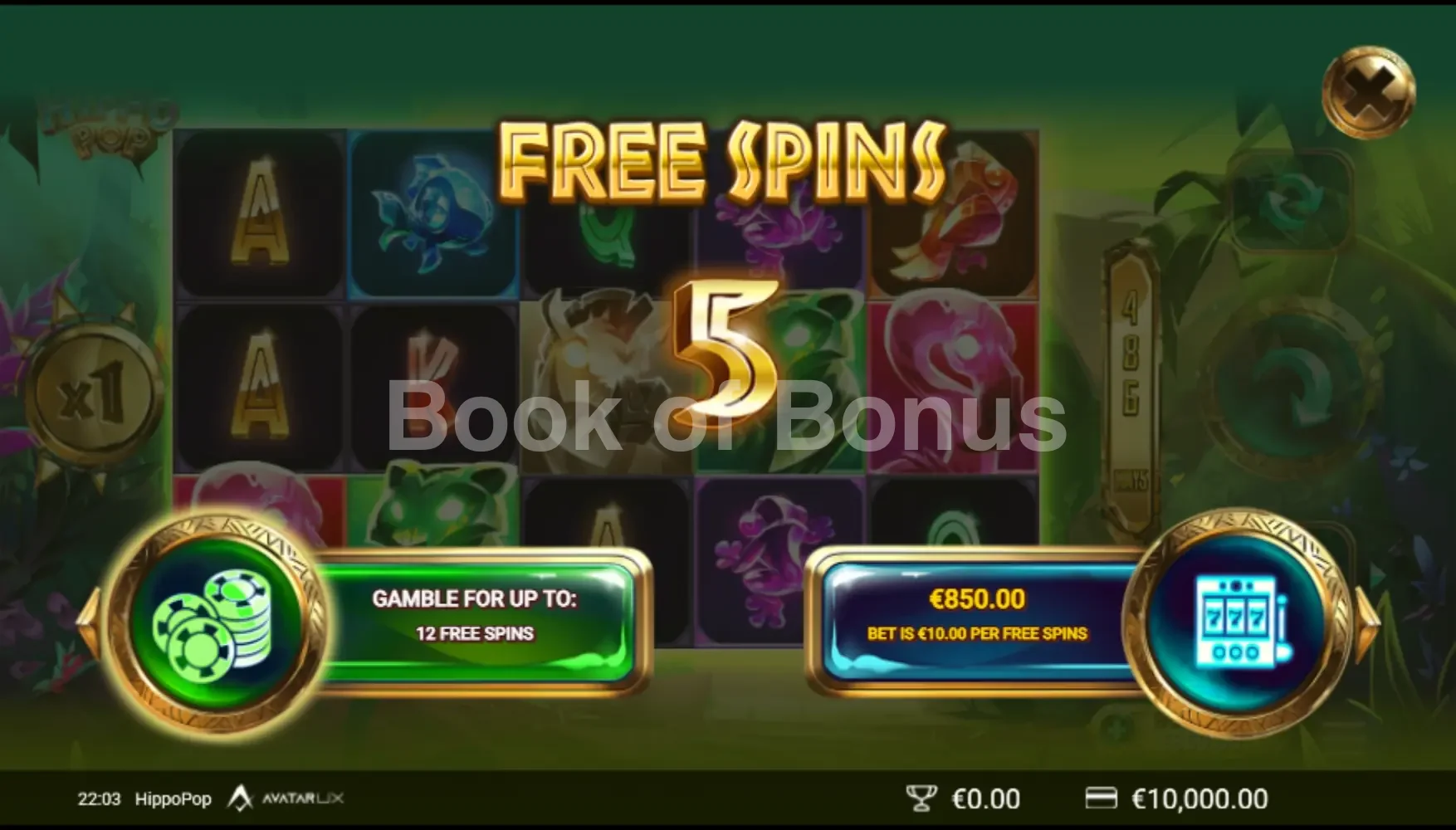 HippoPop par Avatar UX - menu d'achat de bonus et options