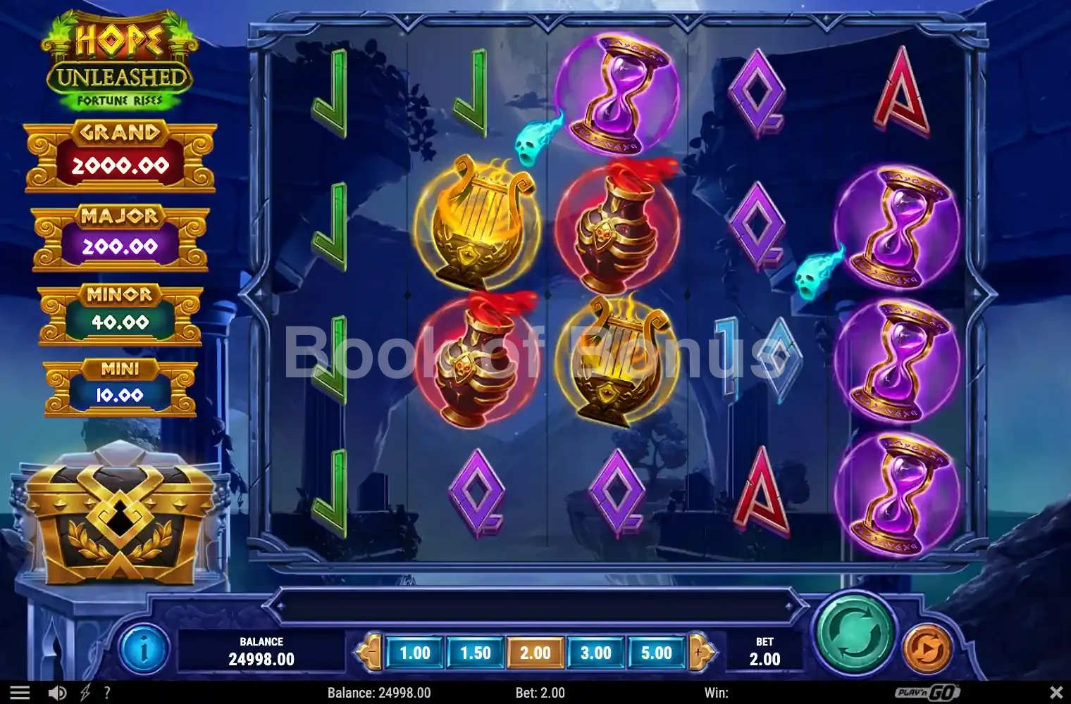 Hope Unleashed Fortune Rises par Play'n GO - jeu de base et disposition des rouleaux