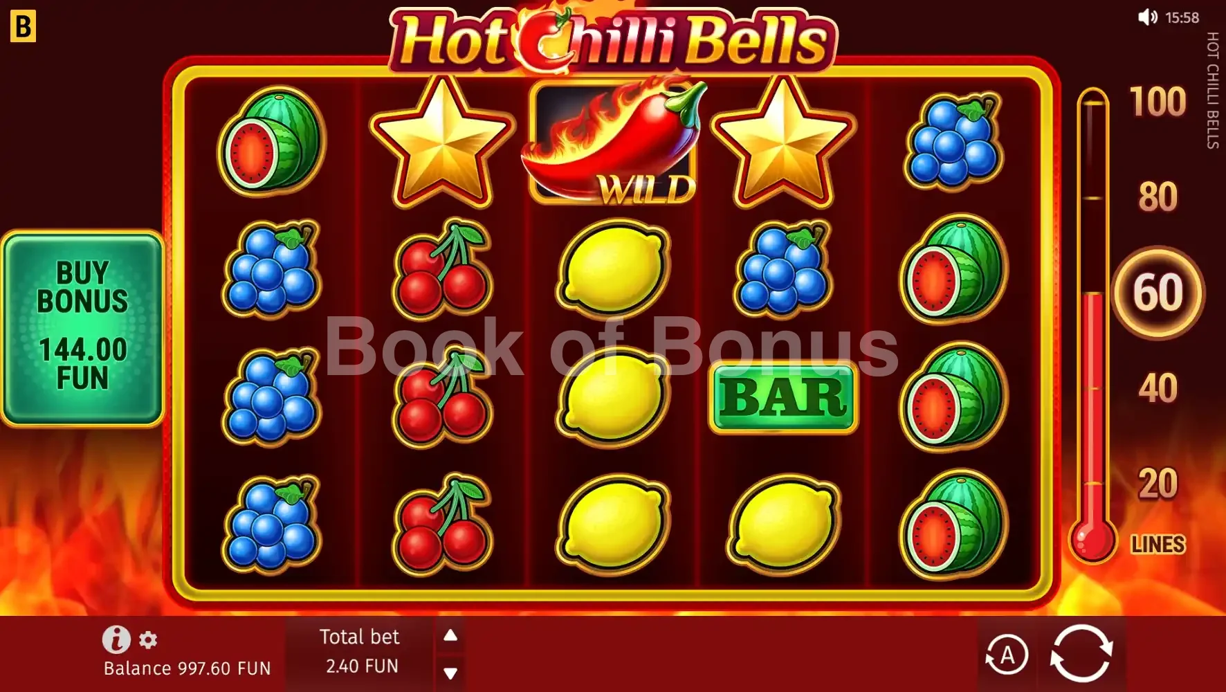Hot Chilli Bells par BGaming - jeu de base et disposition des rouleaux