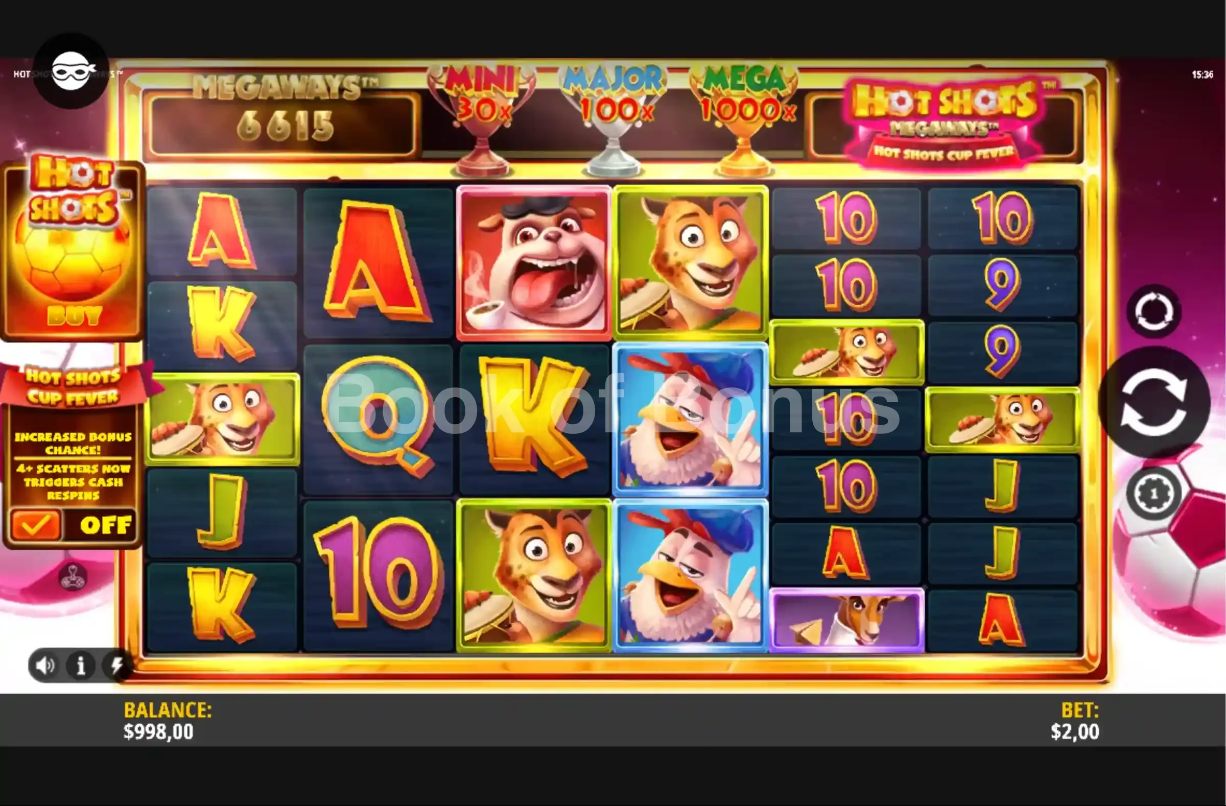 Hot Shots Megaways par iSoftBet - jeu de base et disposition des rouleaux