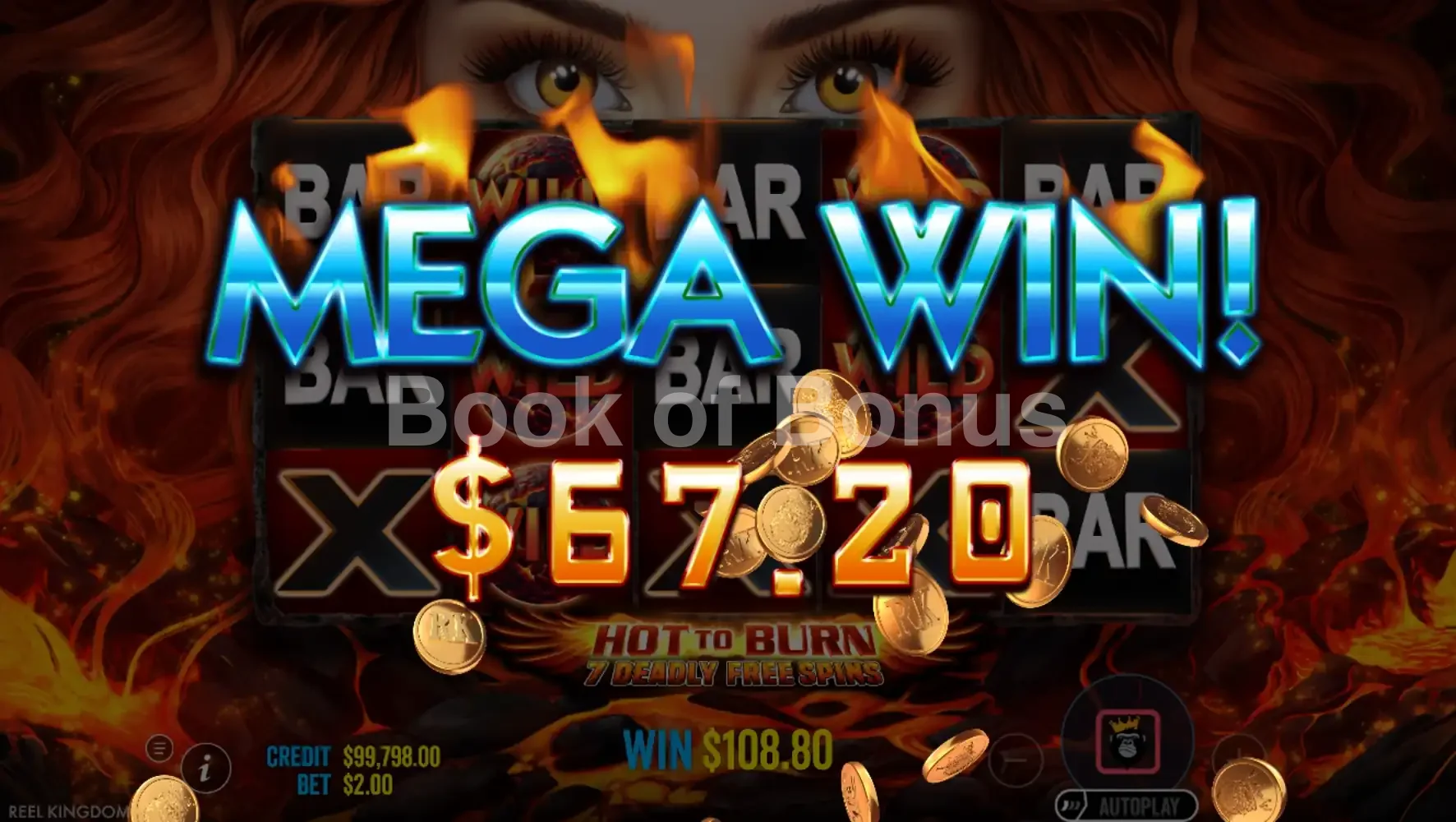Hot to Burn 7 Deadly Free Spins par Reel Kingdom - gros gain