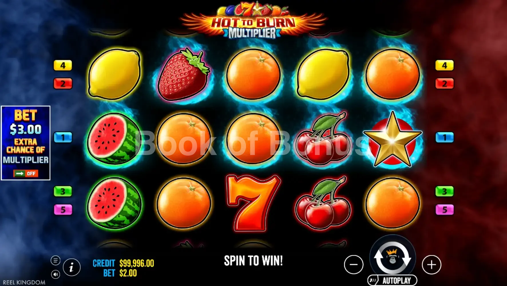 Deuxième écran de jeu Hot to Burn Multiplier