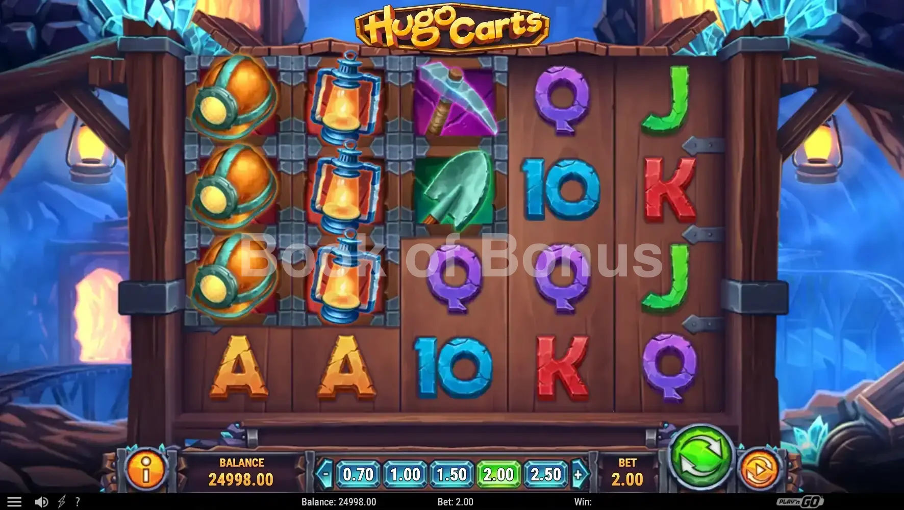 Hugo Carts par Play'n GO - jeu de base et disposition des rouleaux