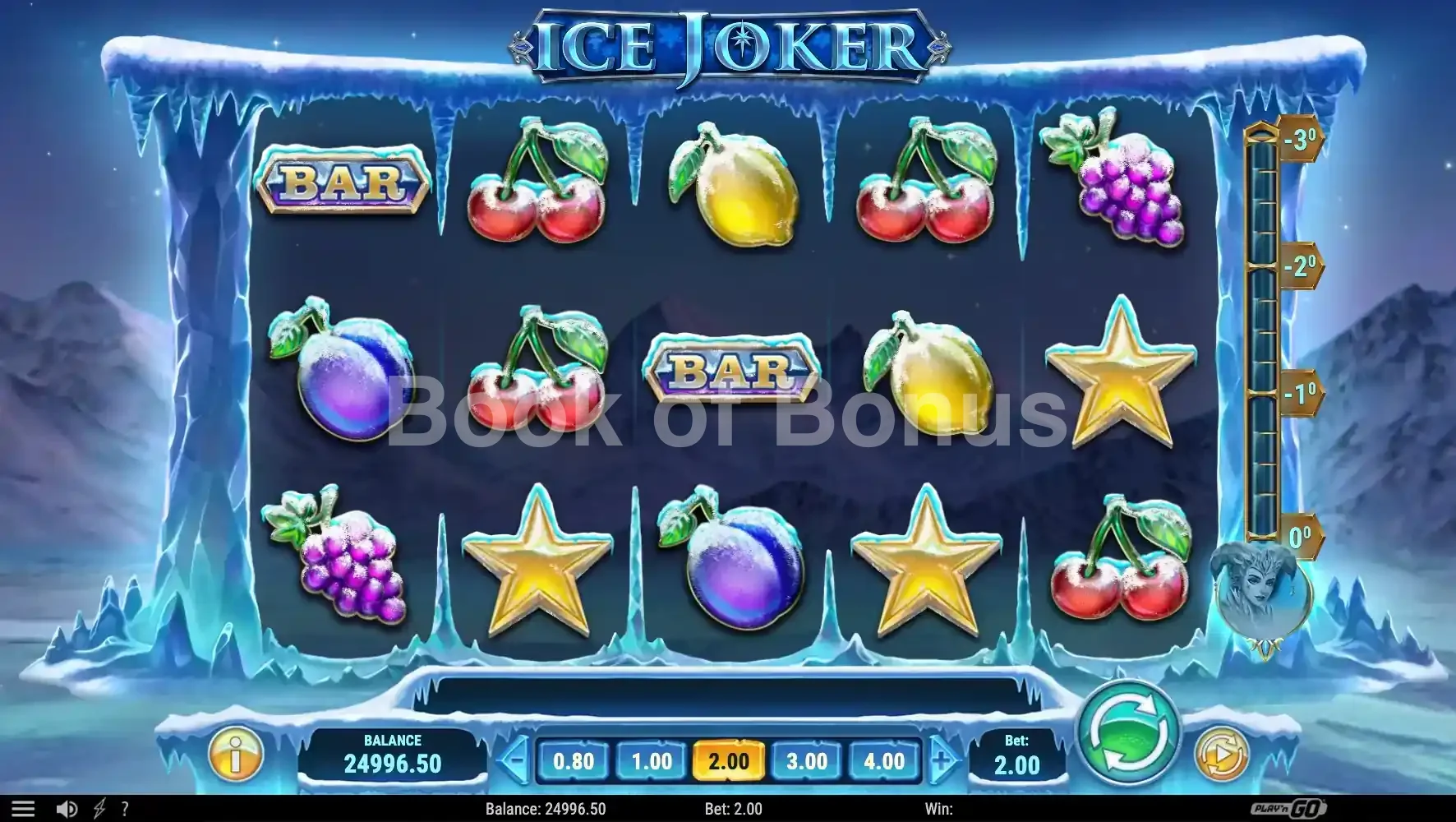 Ice Joker par Play'n GO - jeu de base et disposition des rouleaux
