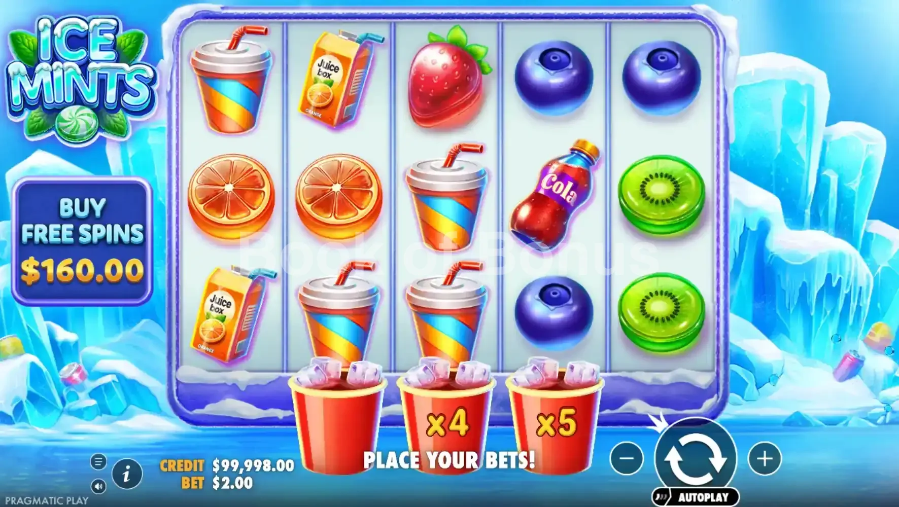 Ice Mints par Pragmatic Play - jeu de base et disposition des rouleaux