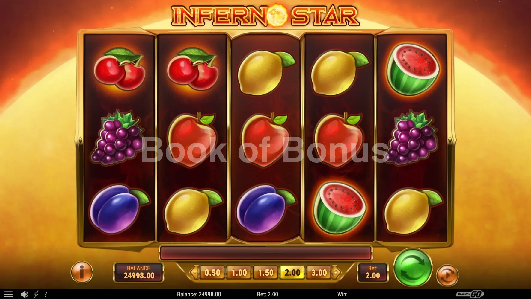 Inferno Star par Play'n GO - jeu de base et disposition des rouleaux