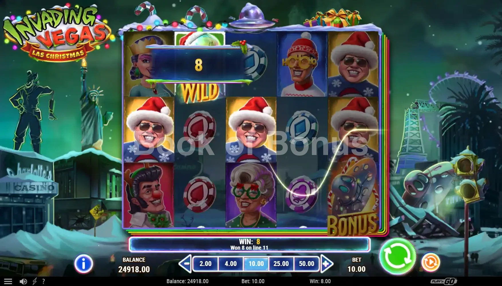 Invading Vegas Las Christmas par Play'n GO - spin result