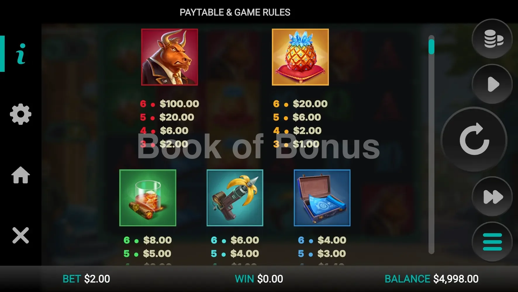 Iron Bank 2 par Relax Gaming - table des gains et valeurs des symboles