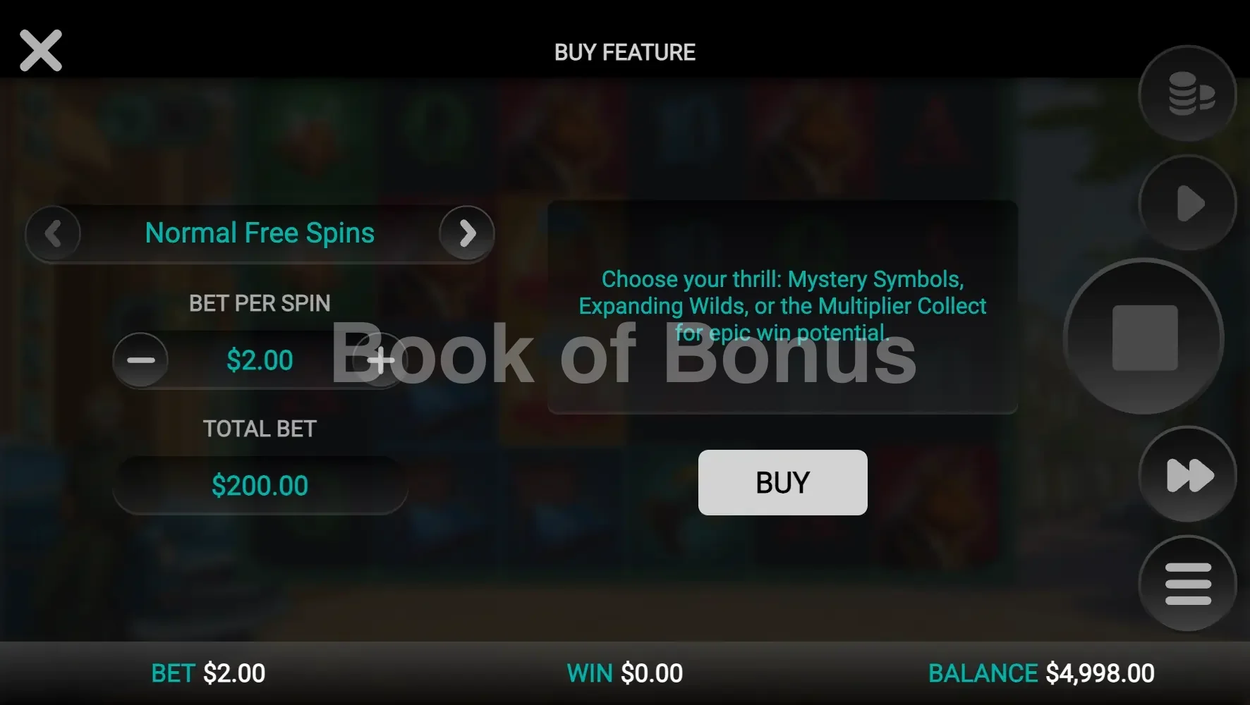 Iron Bank 2 par Relax Gaming - menu d'achat de bonus et options