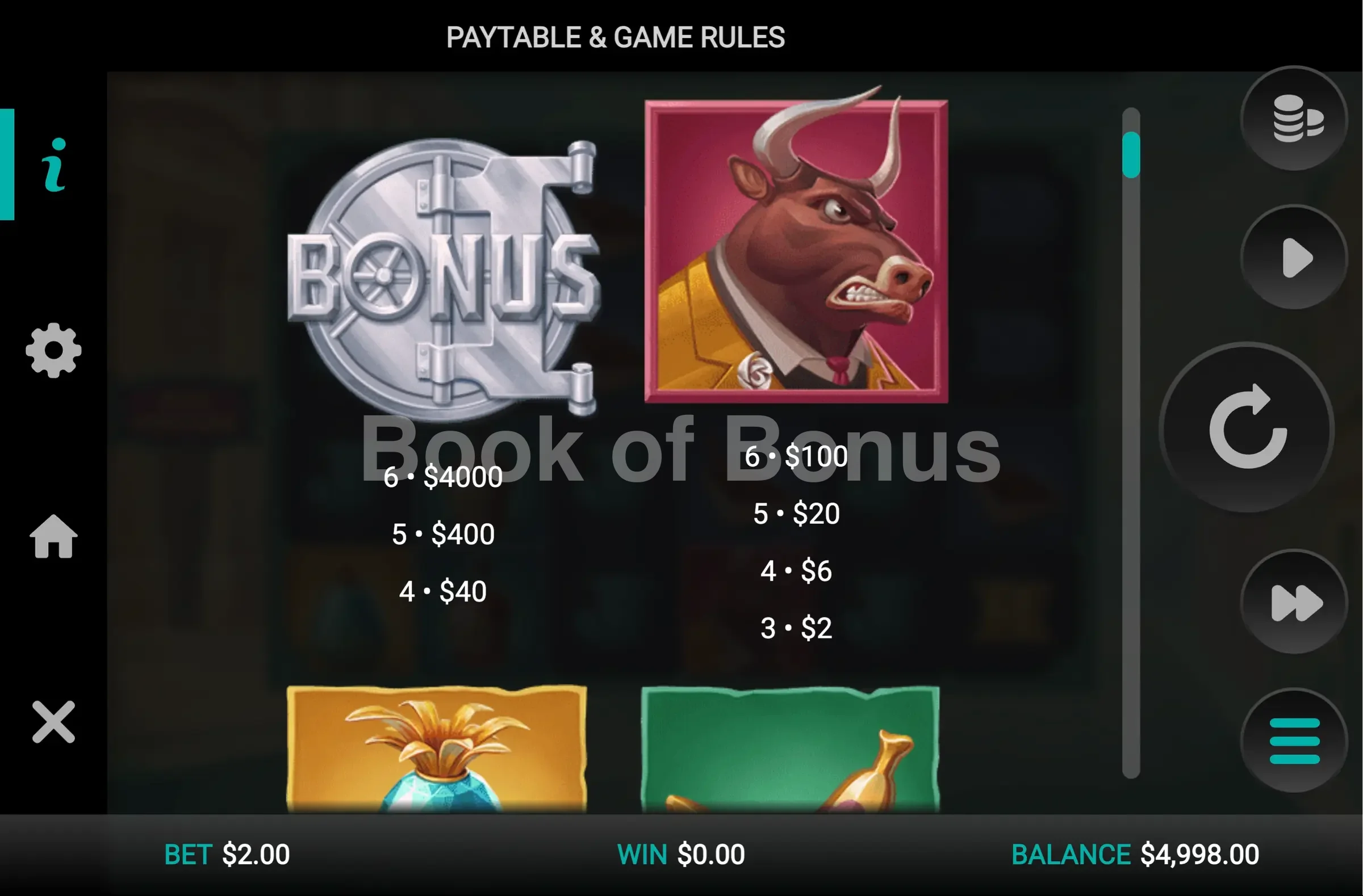 Tableau des gains Iron Bank