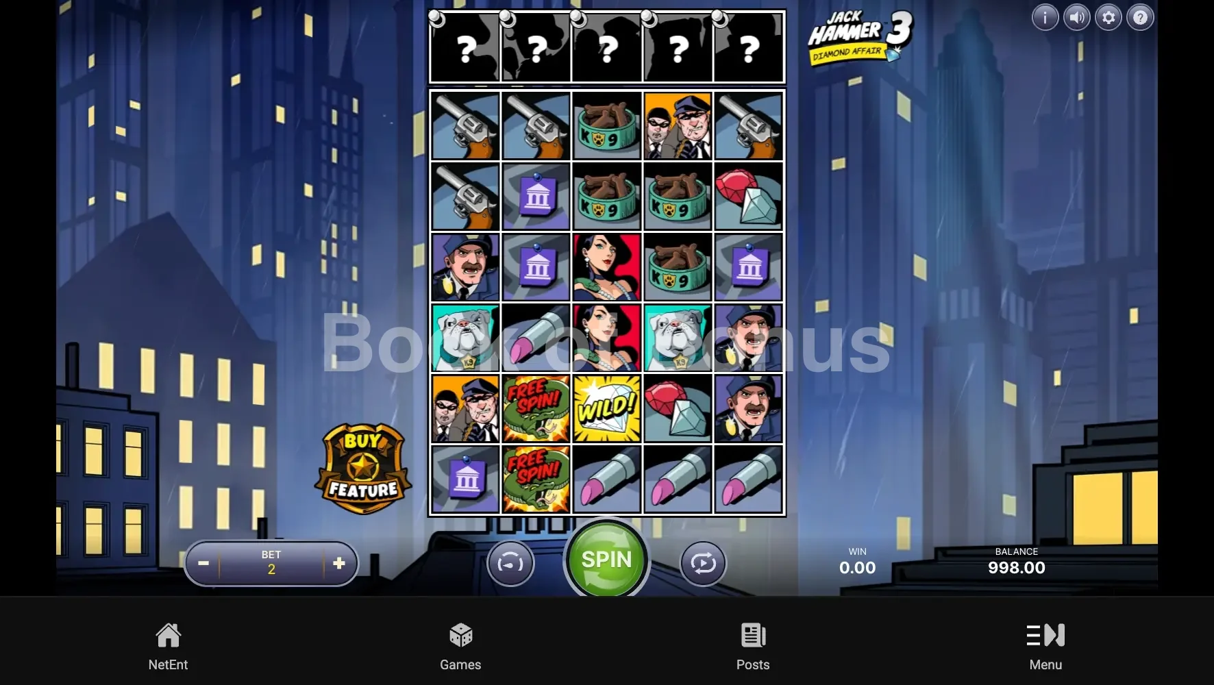 Jack Hammer 3 par NetEnt - jeu de base et disposition des rouleaux