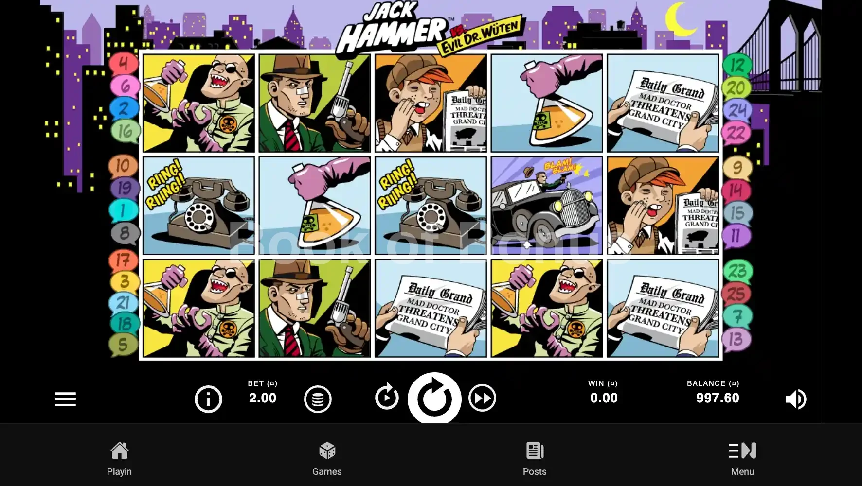 Jack Hammer par NetEnt - jeu de base et disposition des rouleaux