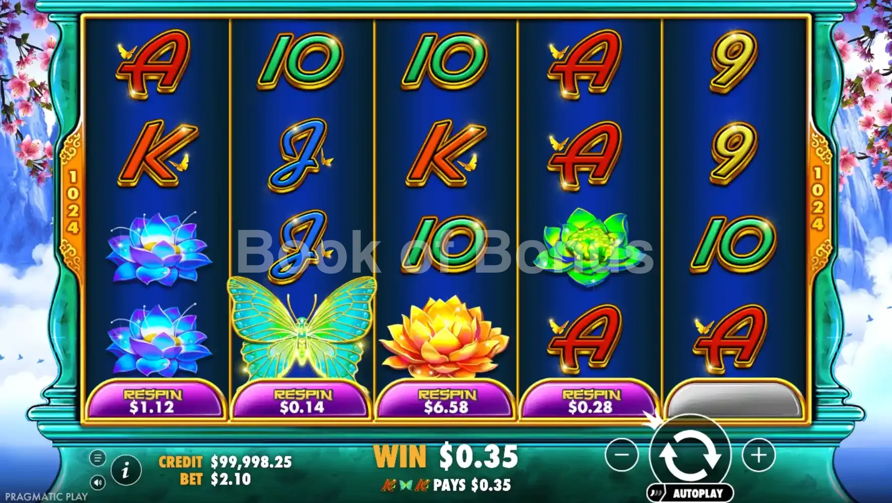 Jade Butterfly par Pragmatic Play - jeu de base et disposition des rouleaux