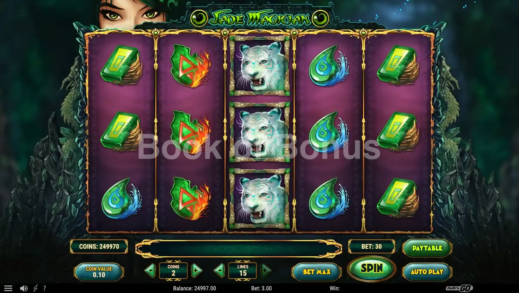 Jade Magician par Play'n GO - jeu de base et disposition des rouleaux