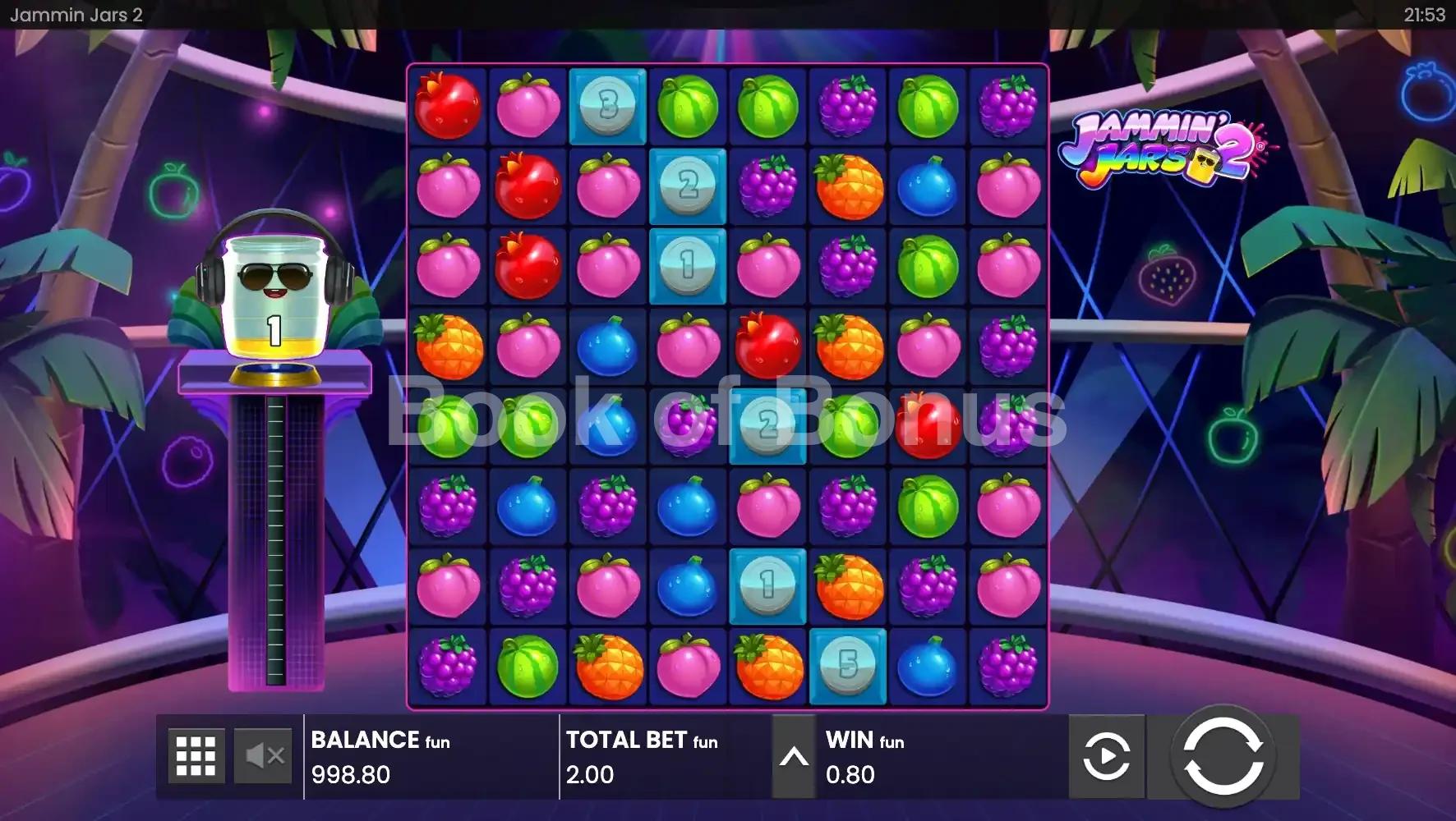 Jammin' Jars 2 par Push Gaming - jeu de base et disposition des rouleaux