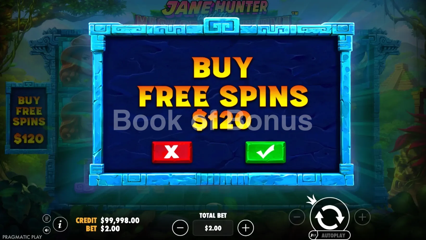 Jane Hunter and the Mask of Montezuma par Pragmatic Play - menu d'achat de bonus et options