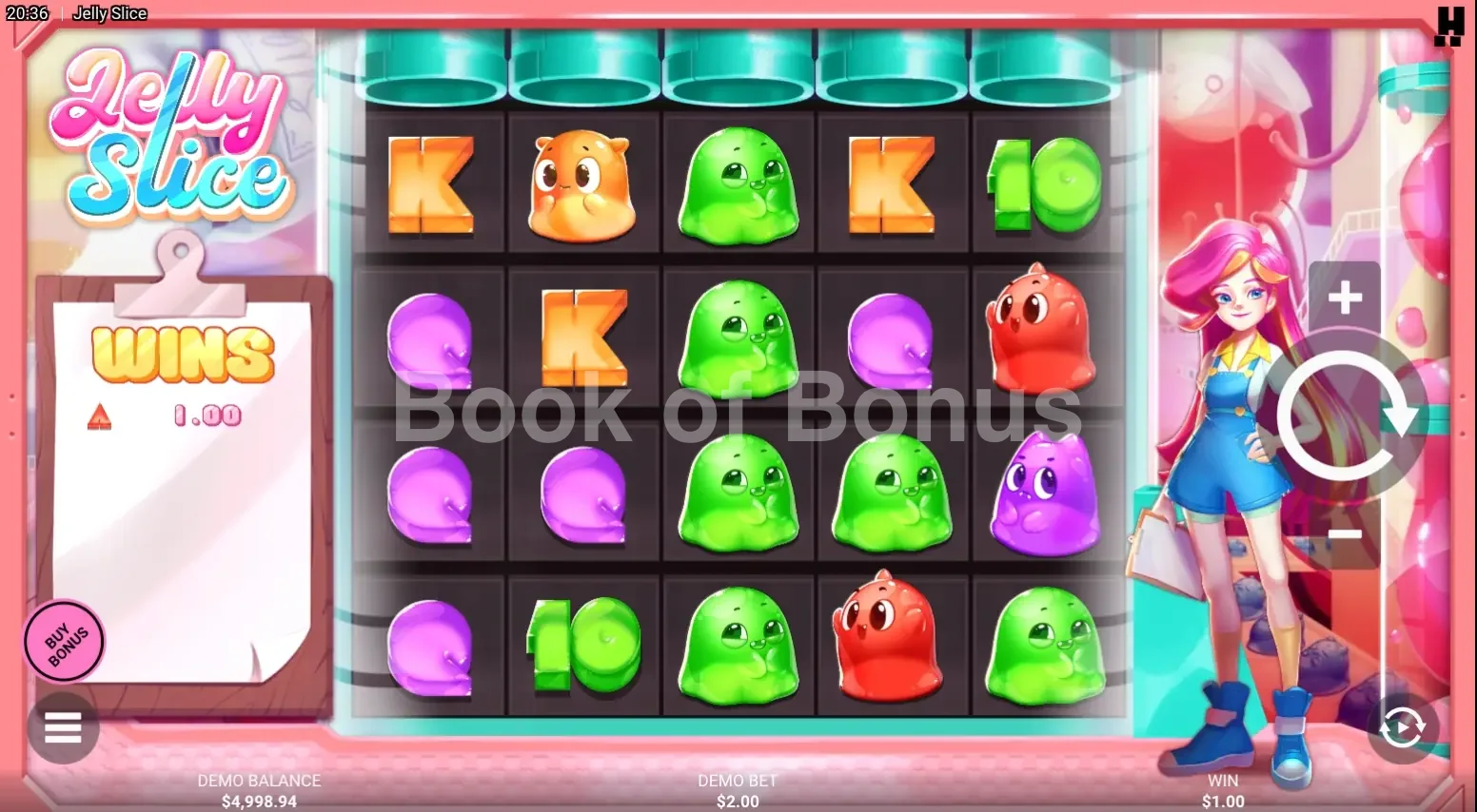 Jelly Slice par Hacksaw Gaming - jeu de base et disposition des rouleaux