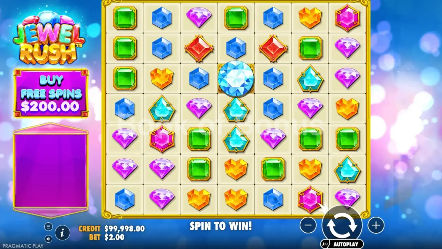 Jewel Rush par Pragmatic Play - jeu de base et disposition des rouleaux