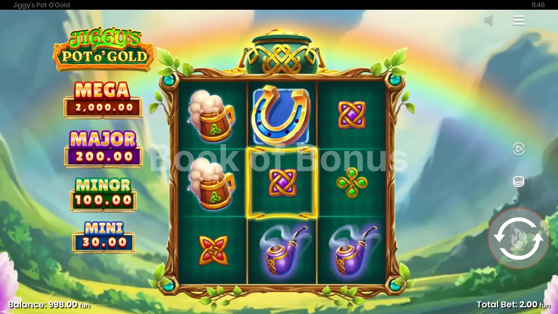 Jiggy’s Pot O’Gold par Push Gaming - jeu de base et disposition des rouleaux