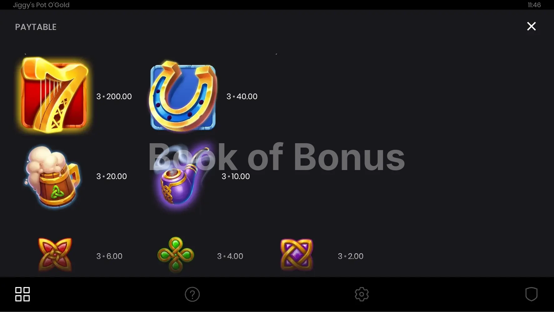 Jiggy’s Pot O’Gold par Push Gaming - table des gains et valeurs des symboles