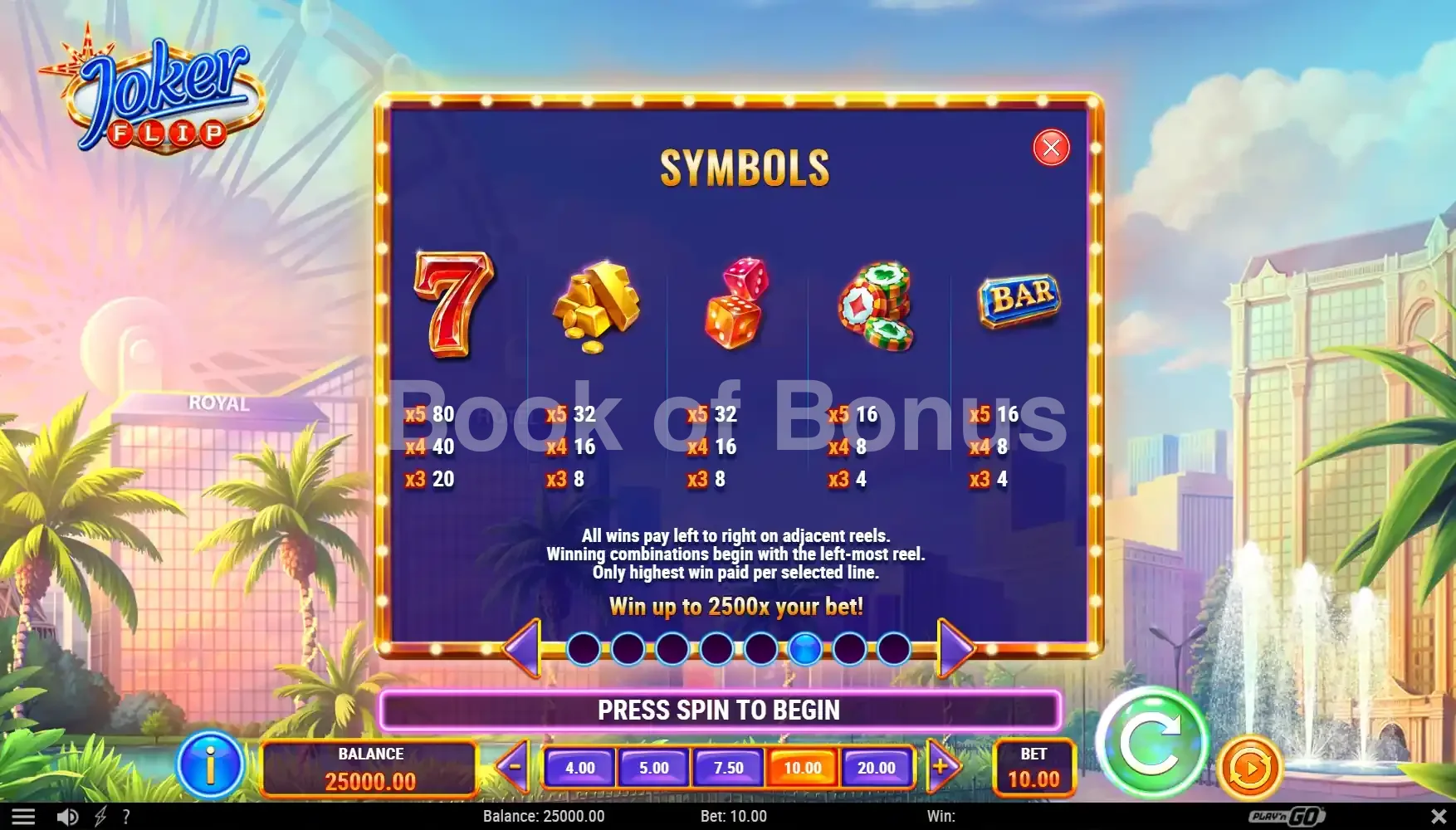 Table de paiement Joker Flip
