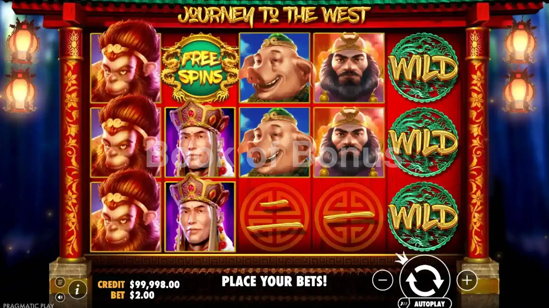 Journey to the West par Pragmatic Play - jeu de base et disposition des rouleaux
