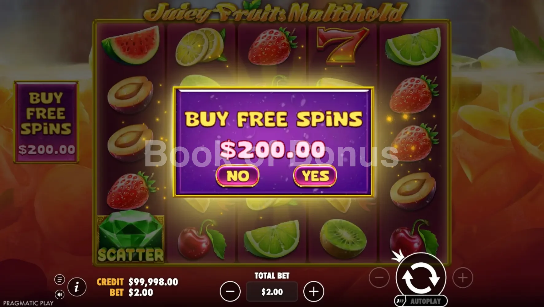 Achat de bonus Juicy Fruits Multihold