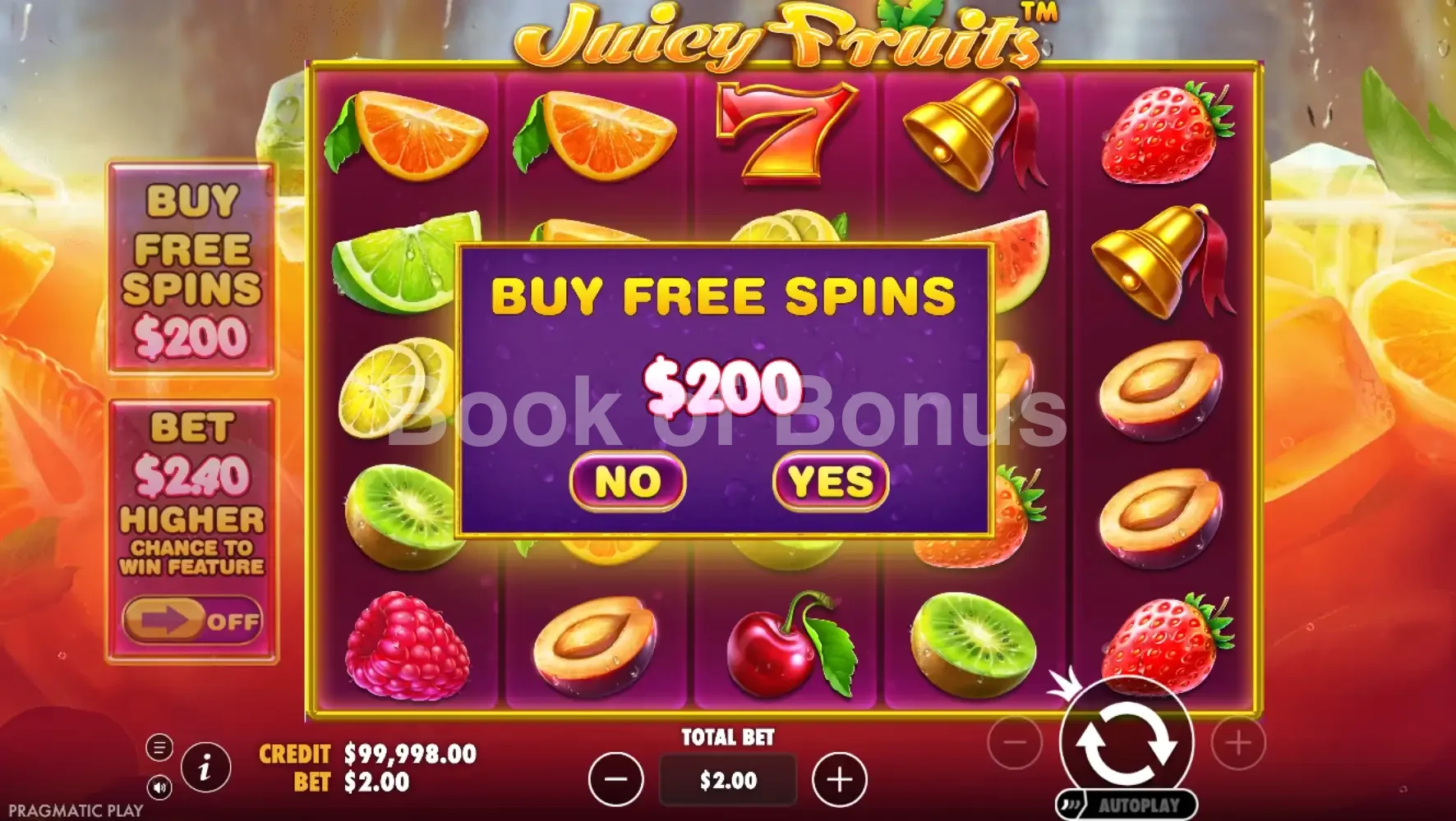 Achat de bonus Juicy Fruits