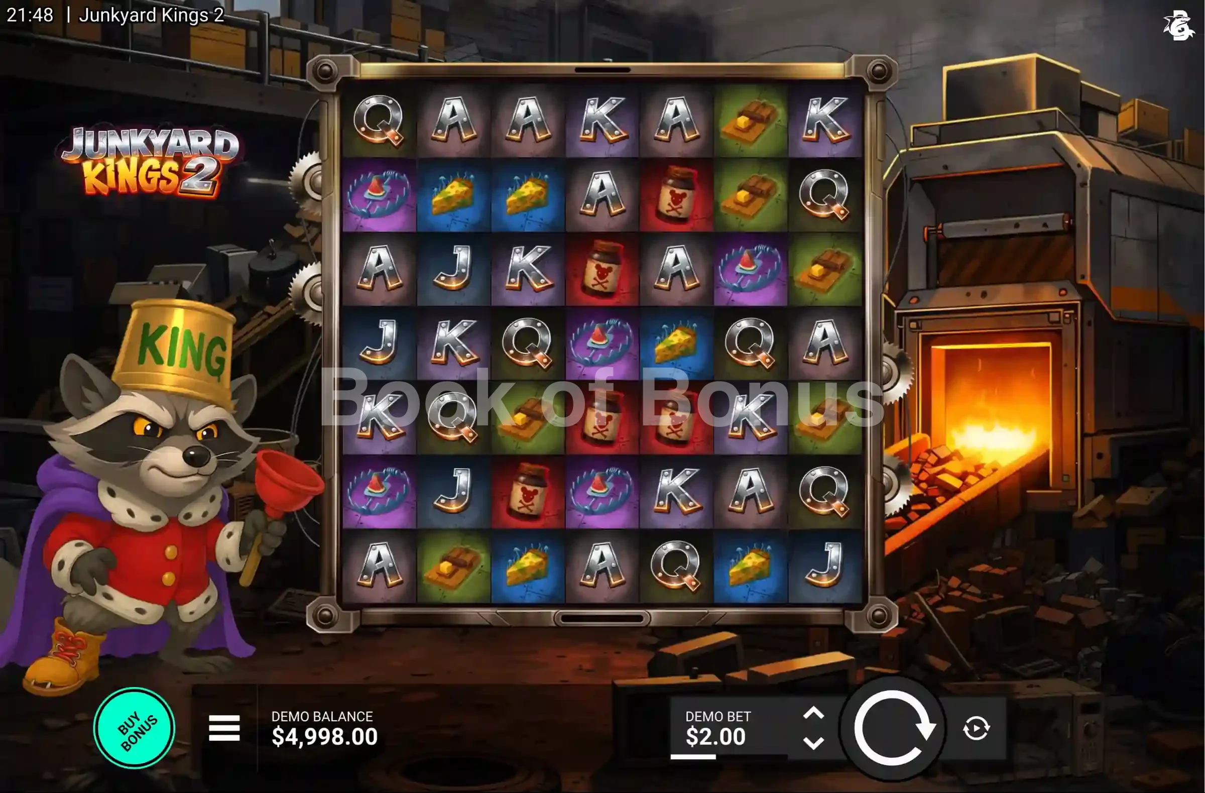 Junkyard Kings 2 par Hacksaw Gaming - jeu de base et disposition des rouleaux