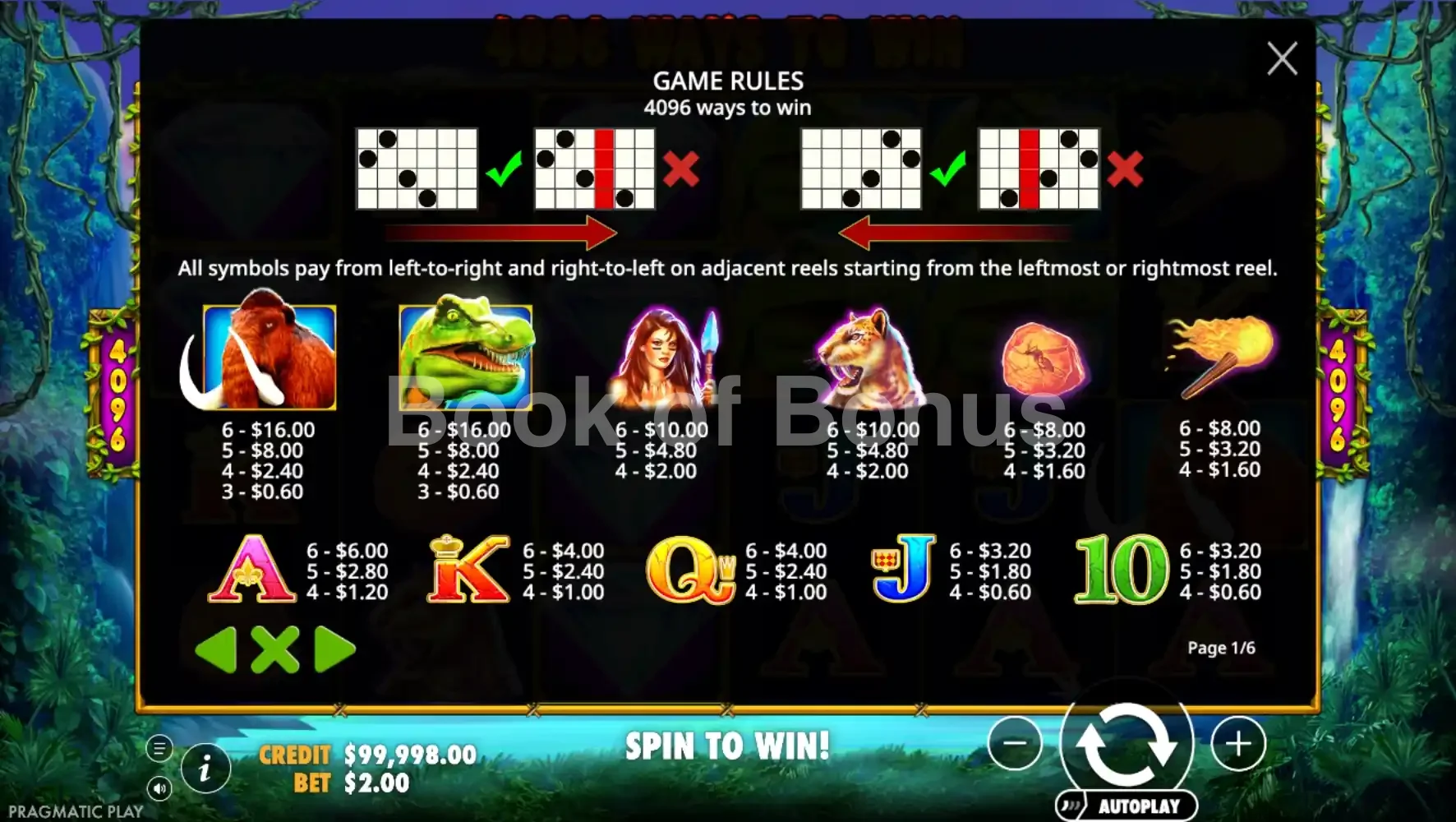 Jurassic Giants par Pragmatic Play - table des gains et valeurs des symboles