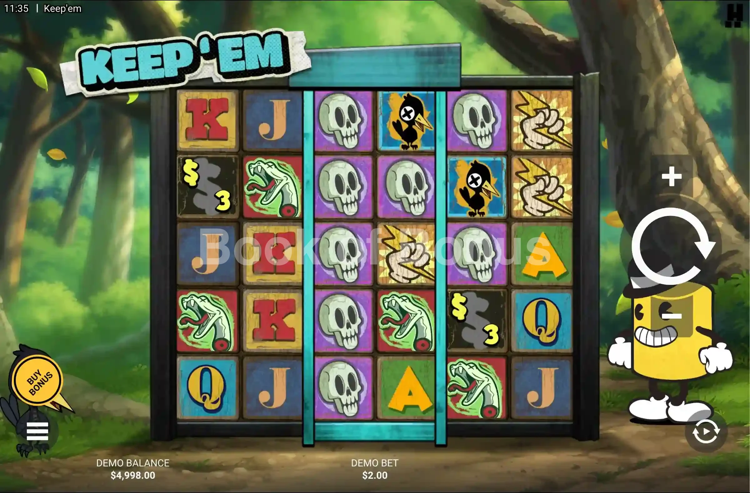 Keep 'Em par Hacksaw Gaming - jeu de base et disposition des rouleaux