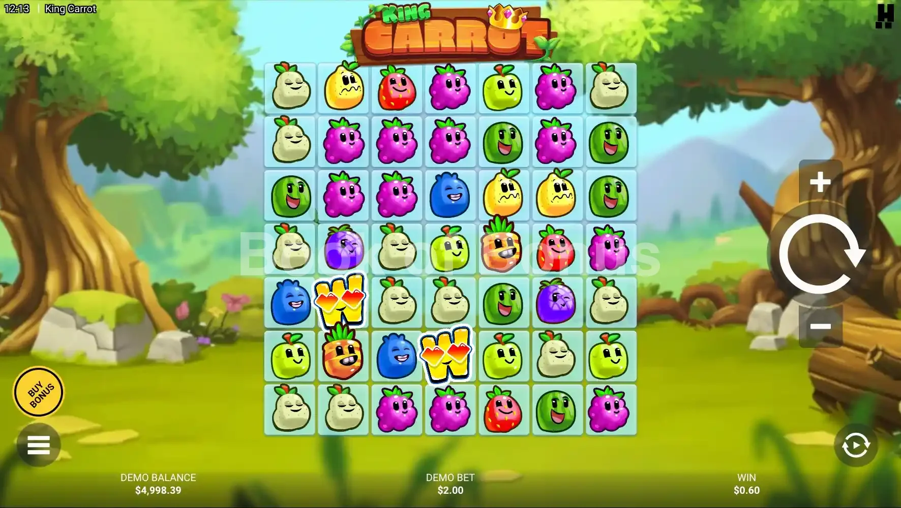 King Carrot par Hacksaw Gaming - jeu de base et disposition des rouleaux