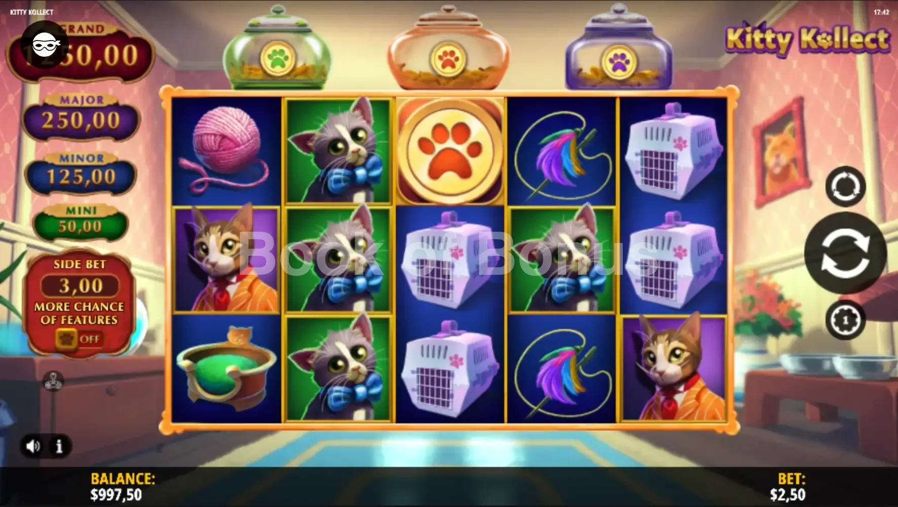 Kitty Kollect par iSoftBet - jeu de base et disposition des rouleaux