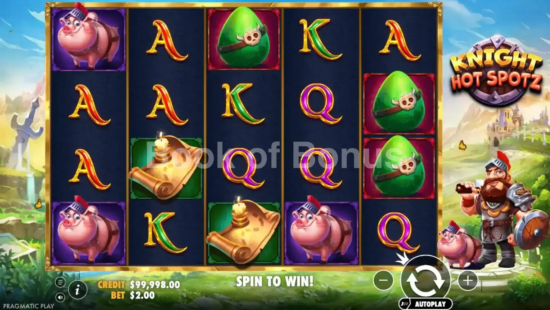 Knight Hot Spotz par Pragmatic Play - jeu de base et disposition des rouleaux