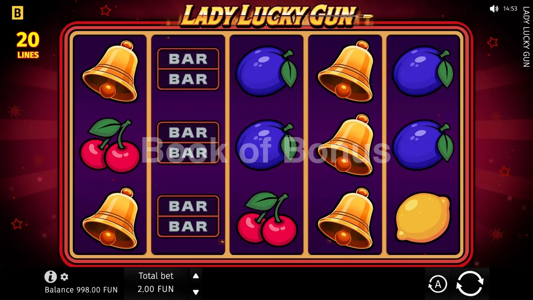 Lady Lucky Gun par BGaming - jeu de base et disposition des rouleaux