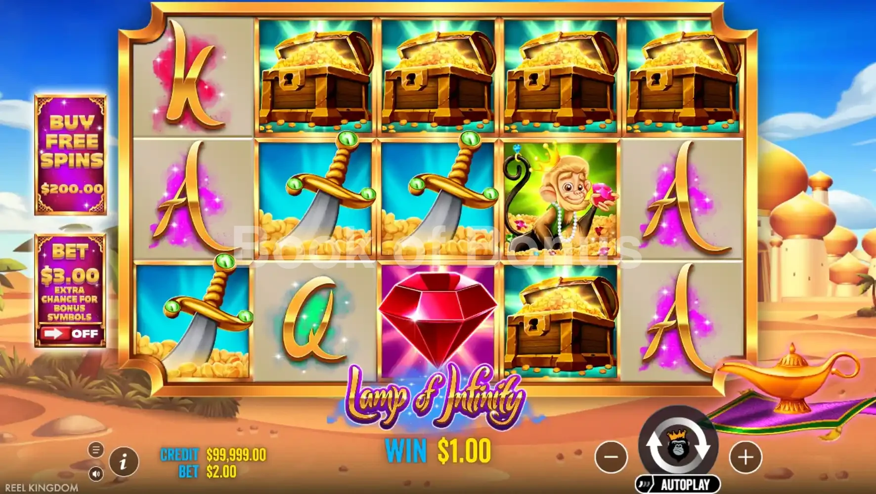 Lamp Of Infinity par Reel Kingdom - jeu de base et disposition des rouleaux