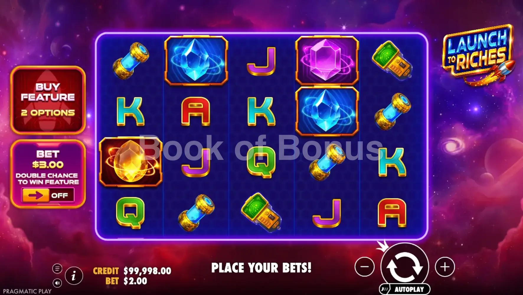 Launch to Riches par Pragmatic Play - jeu de base et disposition des rouleaux