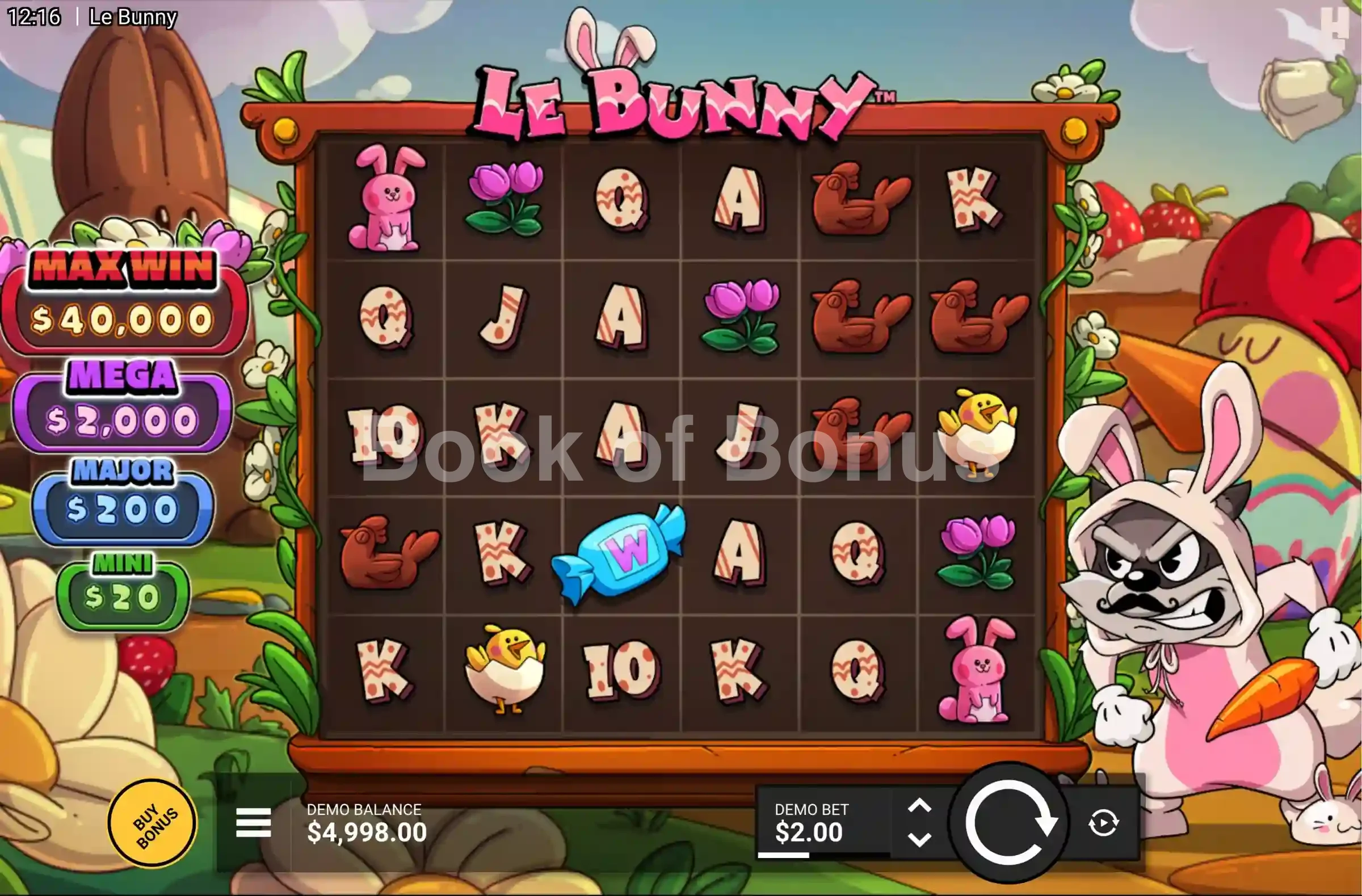 Le Bunny par Hacksaw Gaming - jeu de base et disposition des rouleaux