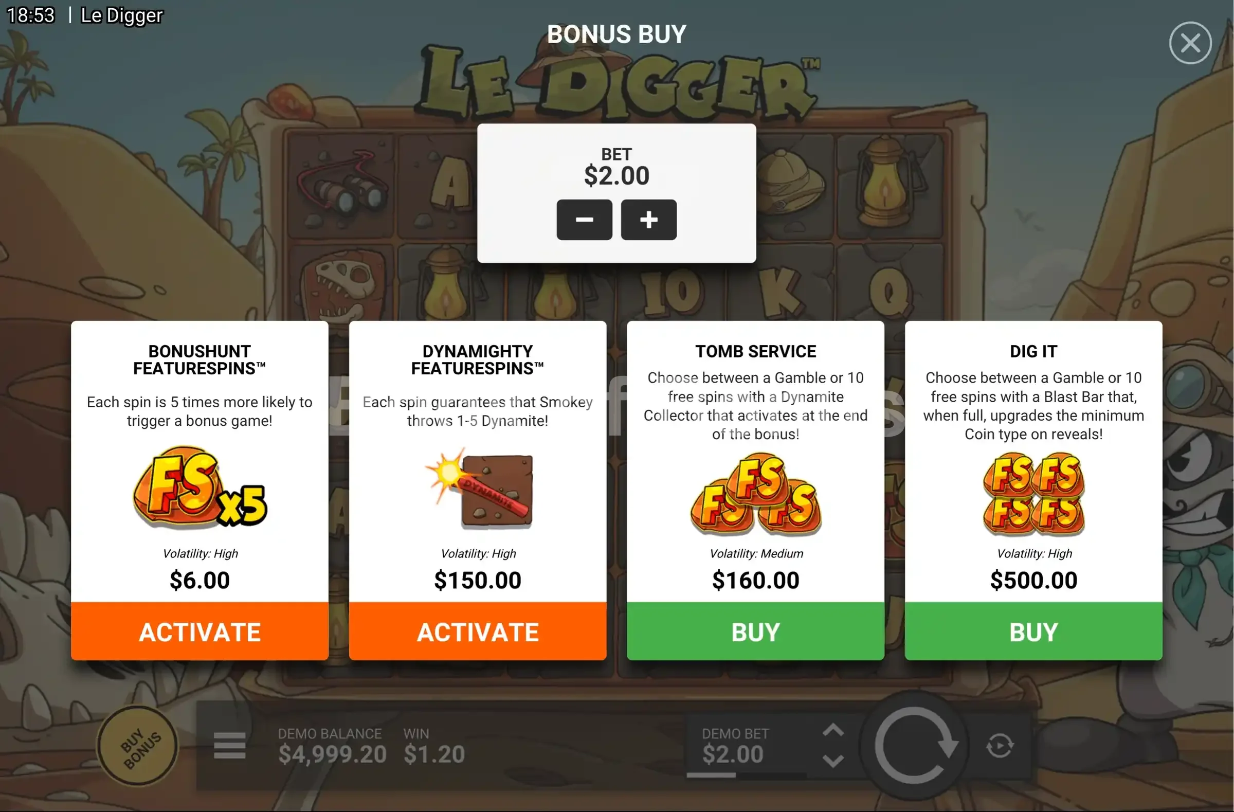 Achat de bonus Le Digger