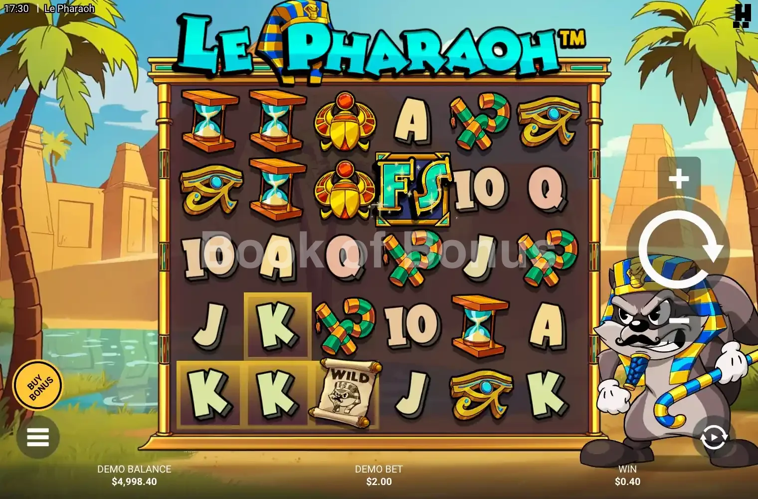 Le Pharaoh par Hacksaw Gaming - jeu de base et disposition des rouleaux