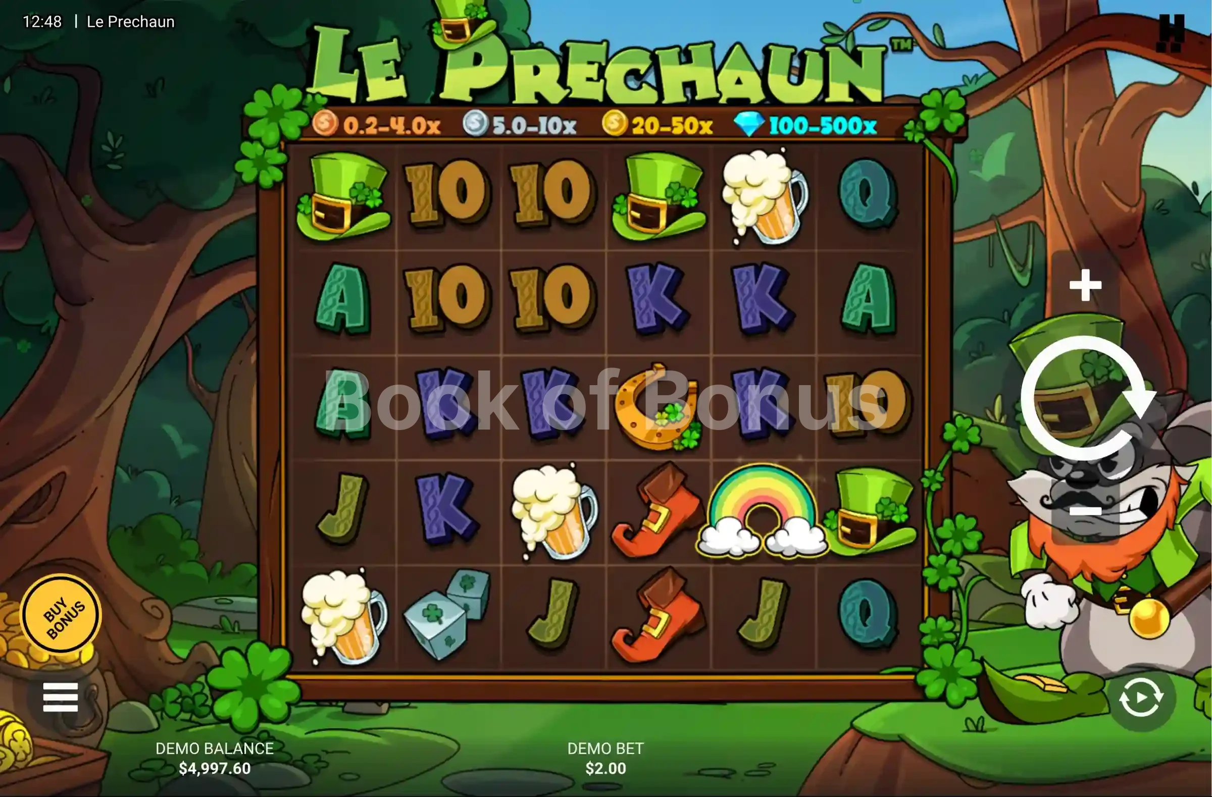 Le Prechaun par Hacksaw Gaming - jeu de base et disposition des rouleaux