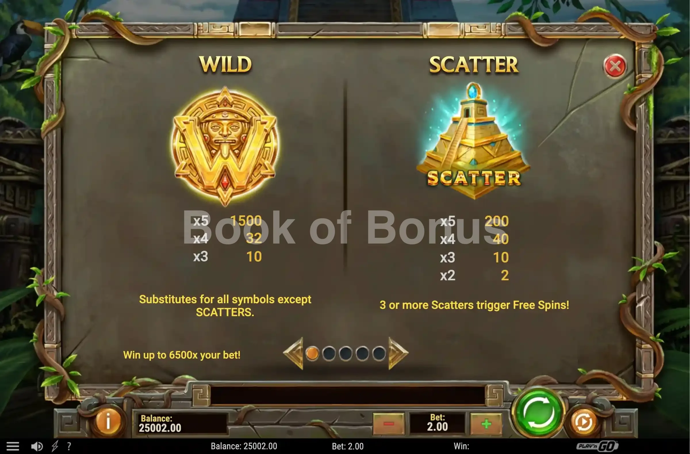 Legacy of Inca par Play'n GO - table des gains et valeurs des symboles