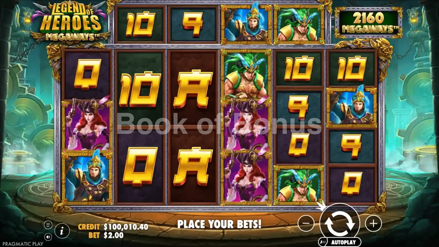 Gameplay en cours Legend of Heroes Megaways