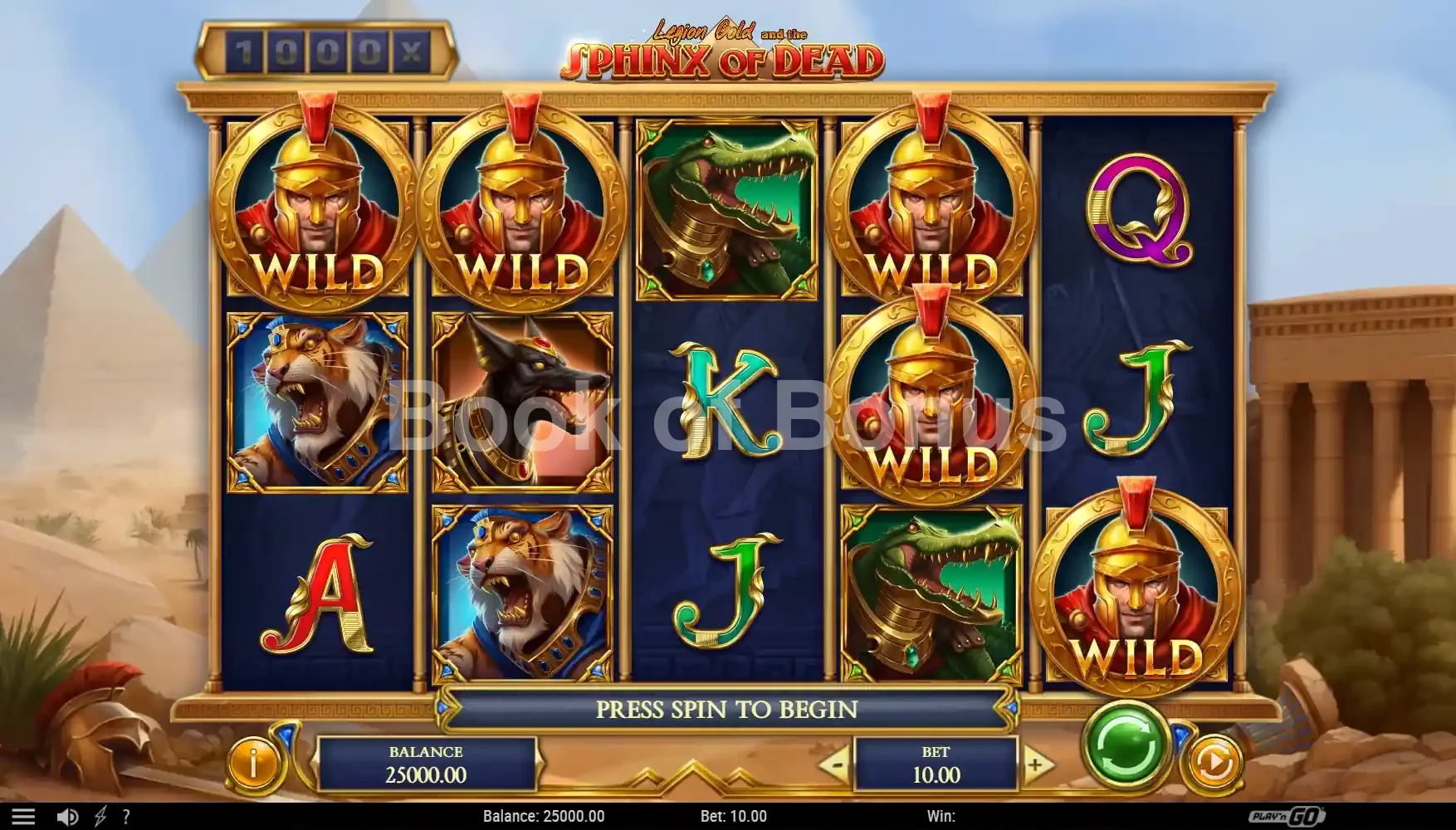 Legion Gold and the Sphinx of Dead par Play'n GO - jeu de base et disposition des rouleaux