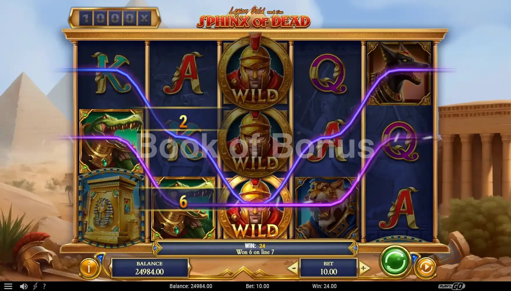 Legion Gold and the Sphinx of Dead par Play'n GO - spin result