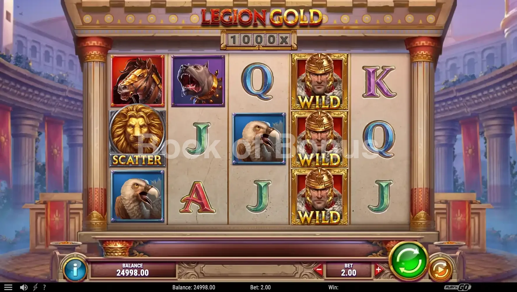 Legion Gold par Play'n GO - jeu de base et disposition des rouleaux