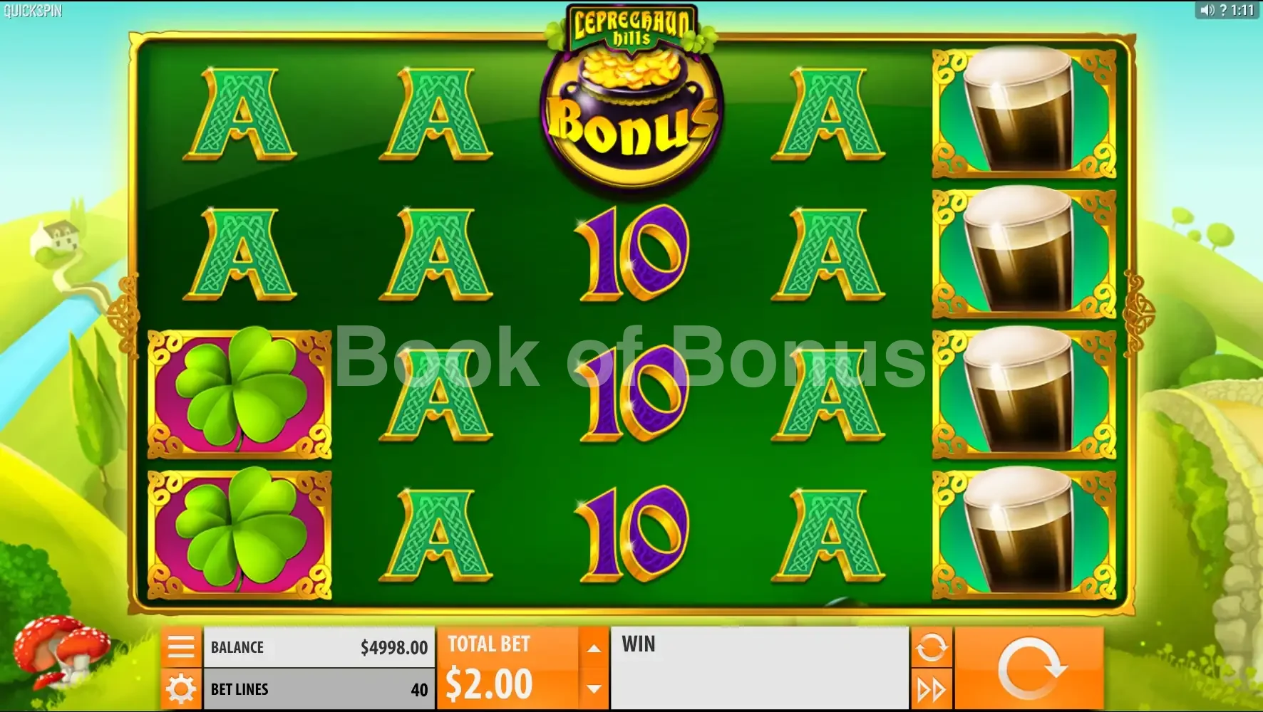 Leprechaun Hills par Quickspin - jeu de base et disposition des rouleaux