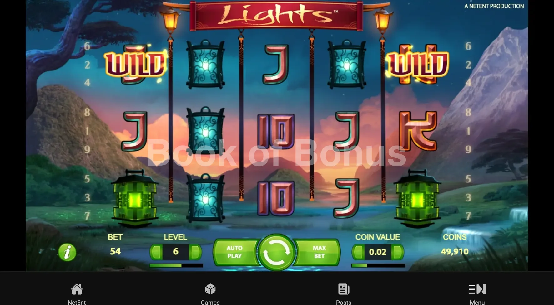 Lights par NetEnt - jeu de base et disposition des rouleaux