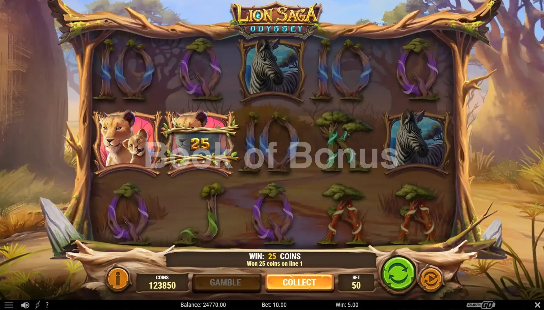 Lion Saga Odyssey par Play'n GO - spin result